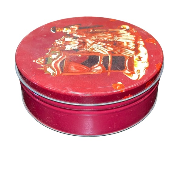 Vintage Red Victorian Royalty Palanquin Design Tin Decorative Container GUC - Picture 3 of 13